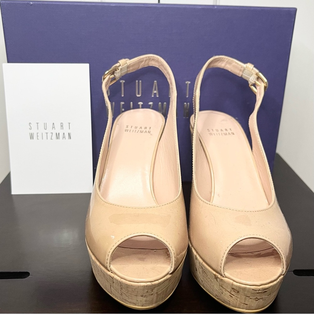 Stuart Weitzman Tan Platform Slingback Heels